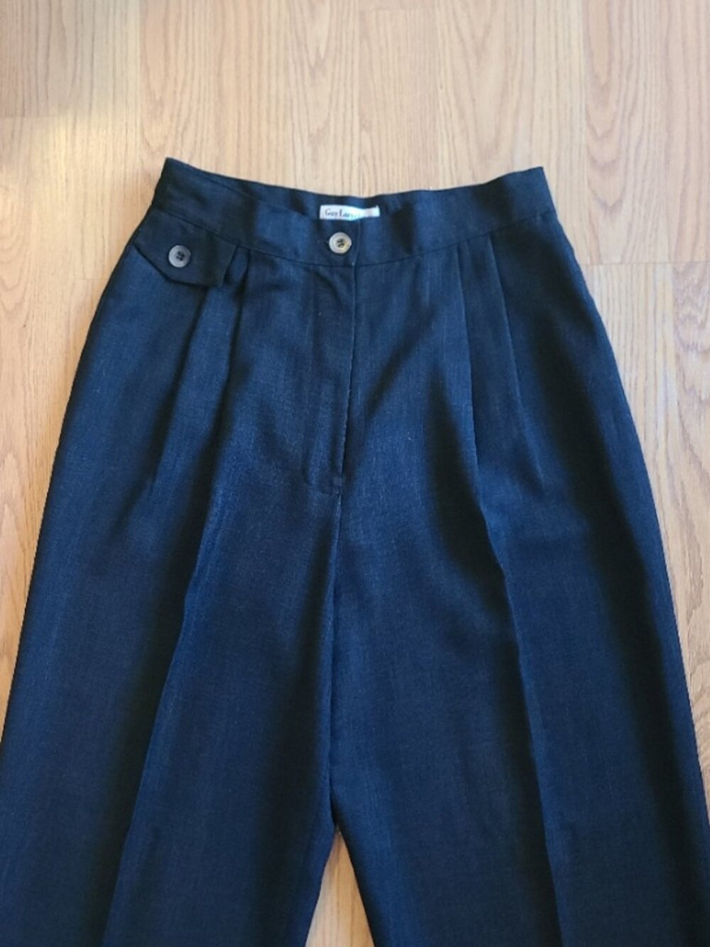 VINTAGE 80s GUY LAROCHE PLEATED LOGO-BUTTON TROUSERS PANTS RELAXED HIGH RISE 40 - Picture 3 of 8